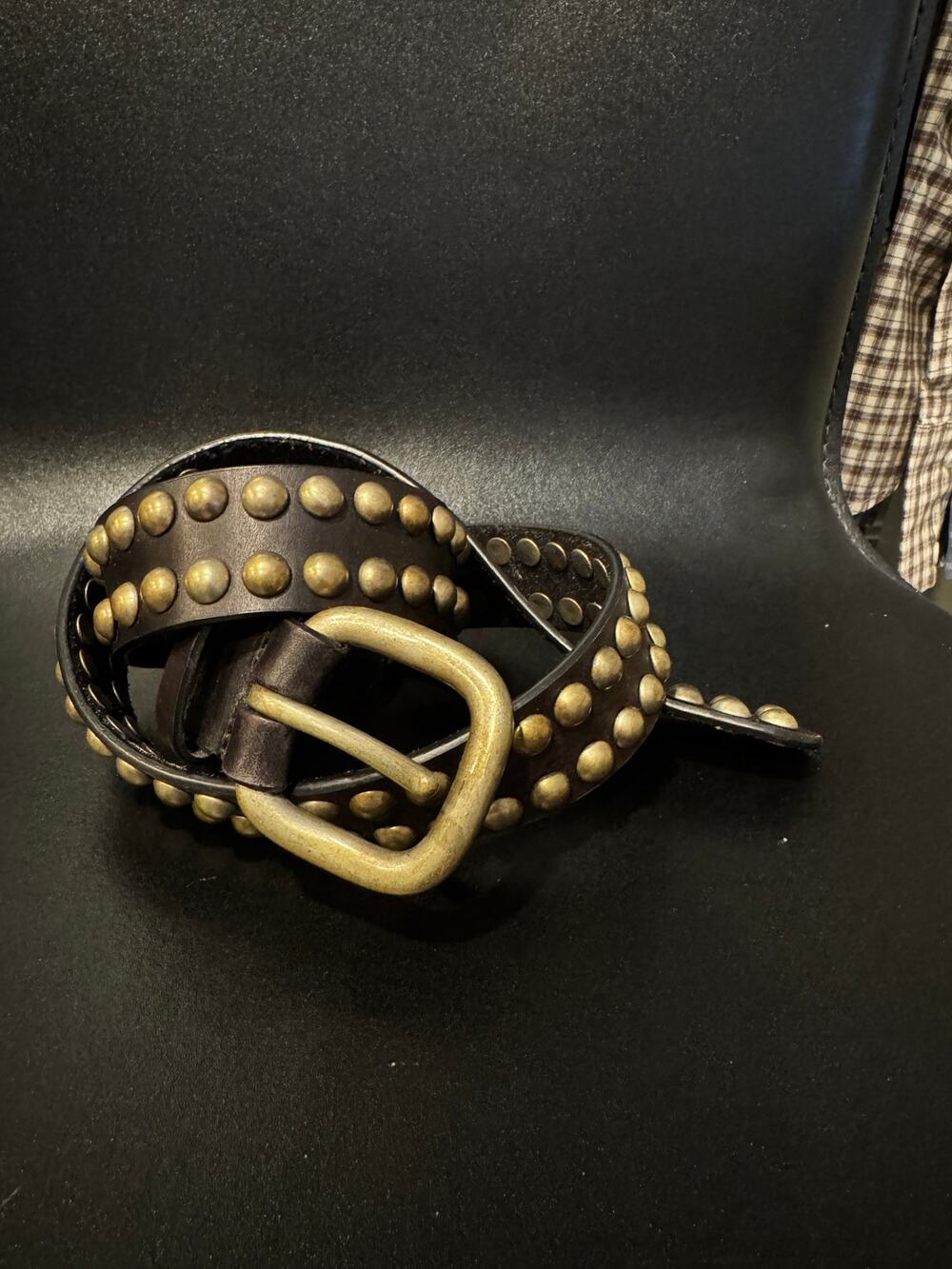 ALLSAINTS Brown and Gold Stud Belt size Small